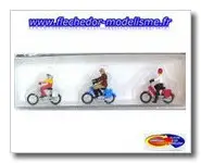 3 personnages en vélomoteur PREISER