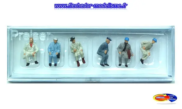 6 ouvriers assis PREISER