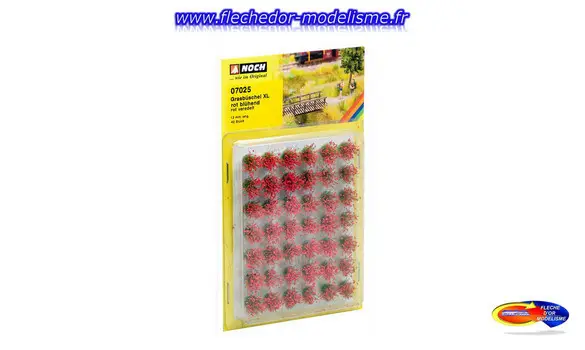 42 touffes d'herbe XL rouge floquée NOCH