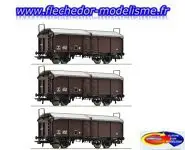 3 wagons à toit coulis. SNCF Ep.III ROCO