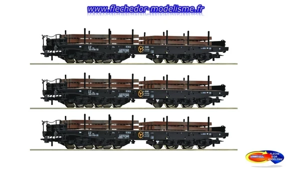 Coffret de 3 wagons plats NS Ep.IV ROCO