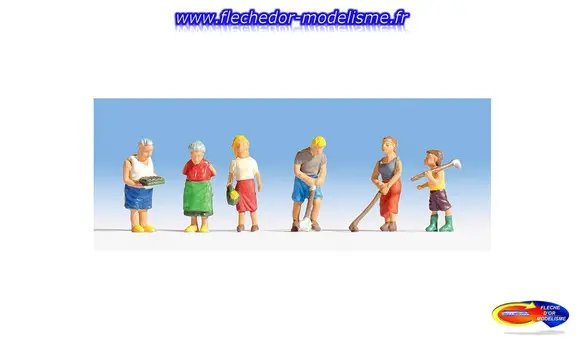 6 personnages "famille au jardin" NOCH