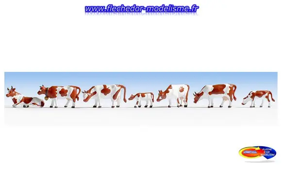 7 vaches brunettes et blanches NOCH