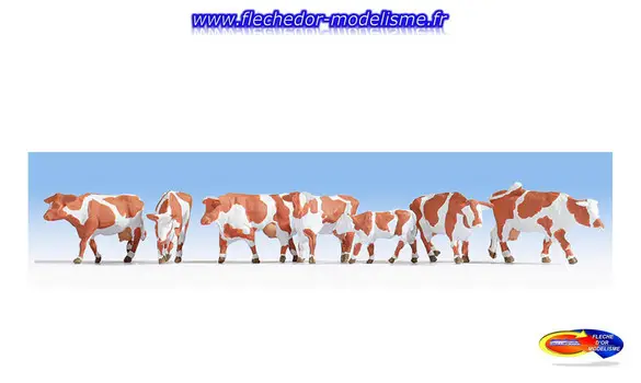 7 vaches brunettes et blanches NOCH