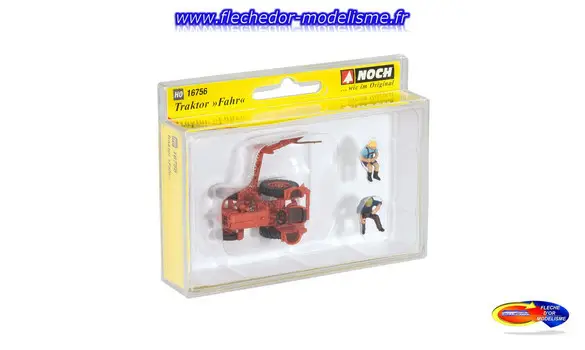 Tracteur rouge & 2 personnages NOCH