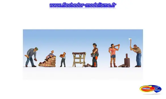 6 figurines faisant du petit bois NOCH