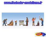 6 figurines faisant du petit bois NOCH