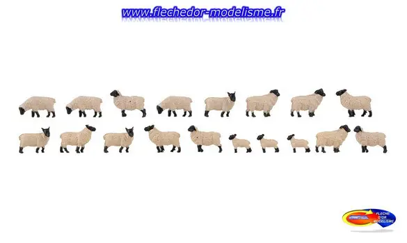 18 moutons à tête noire FALLER