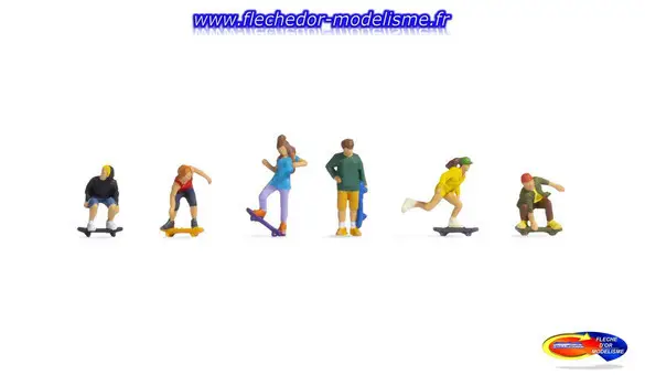 6 figurines avec skateboards NOCH