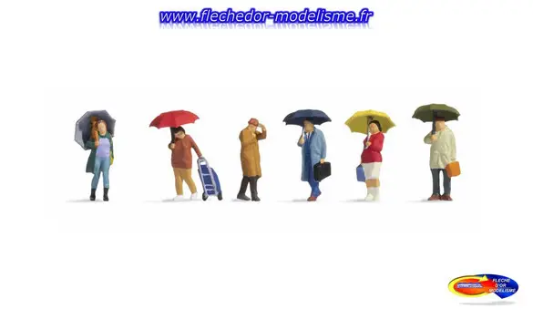 6 figurines sous la pluie NOCH