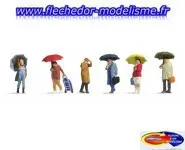 6 figurines sous la pluie NOCH