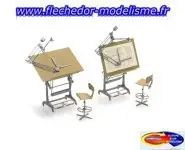 2 tables d'architecte et chaises ARTITEC