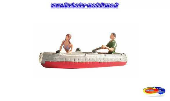 1 canot pneumatique et 2 figurines NOCH