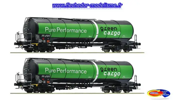 2 wagons citerne Green Cargo Ep VI ROCO