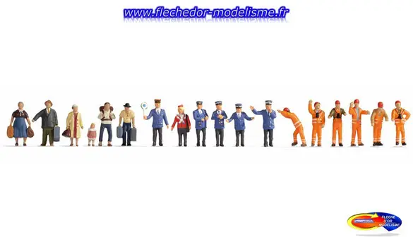 Méga-set 18 figurines "A la gare" NOCH