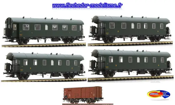 Set 4 voitures SNCF EpIII &couvert BRAWA