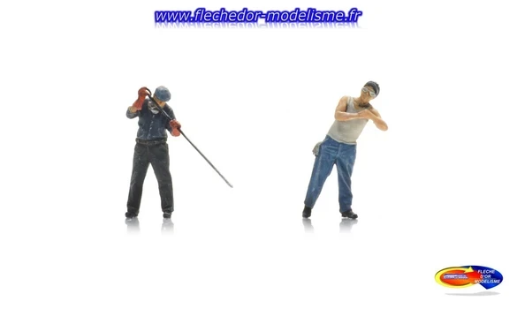 2 cheminots loco vapeur SNCF ARTITEC