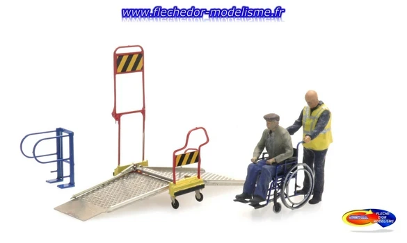 Rampe, fauteuil roulant & 2 fig. ARTITEC