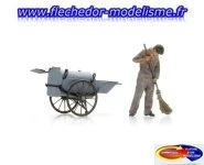 Balayeur des rues avec charrette ARTITEC