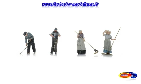 4 figurines fauchant avec outils ARTITEC