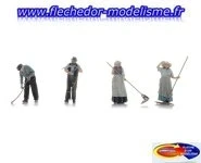 4 figurines fauchant avec outils ARTITEC