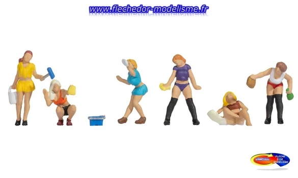 5 figurines Sexy lavage voiture NOCH