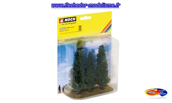 3 cyprès 10, 11, 13 cm hauteur NOCH