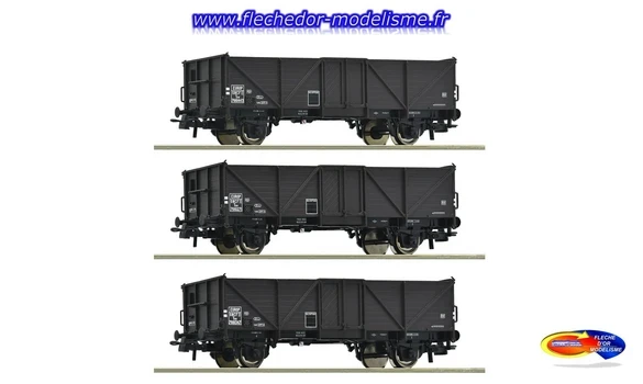 Set 3 wagons tombereau SNCF Ep. III ROCO