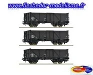 Set 3 wagons tombereau SNCF Ep. III ROCO