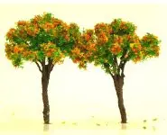 2 arbres jaune/vert hauteur de 68 mm HO